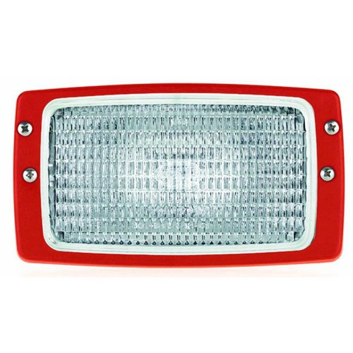 Module 6213 Xenon Work Lamp Rectangle Clear Lens Red Bezel w/Flush Mount Close Range w/530mm Cable