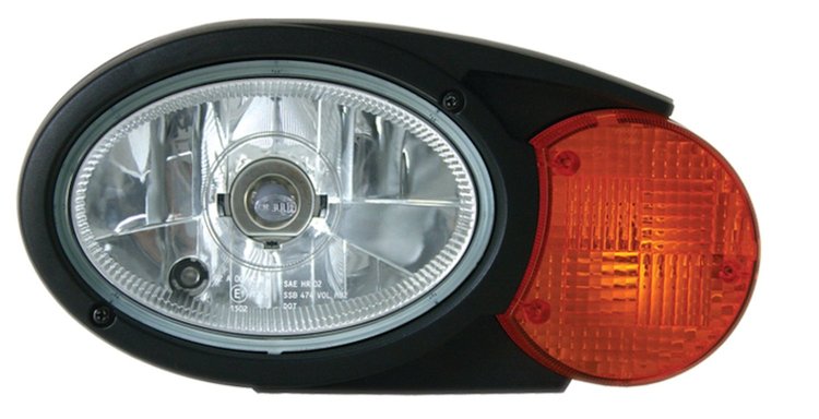 Oval C120 Combination Headlamp RH Passenger Side Clear And Amber Lens Black Housing High/Low Beam 12V 60/55W SAE Approved