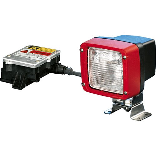 Ultra Beam Xenon Work Lamp Square Clear Lens Black Housing w/ Red Bezel Close Range 24V 35W