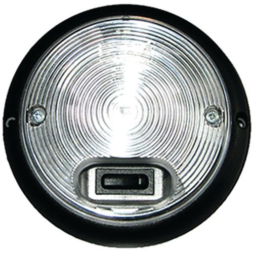 8569 Interior Lamp Round Clear Lens Black Bezel w/Switch 12V