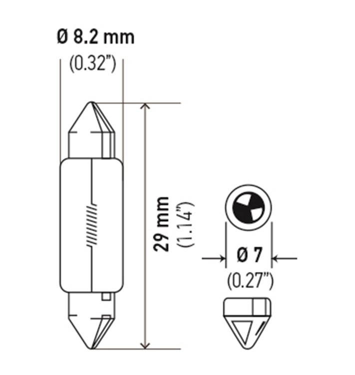 BULBS 3021 12V 3W SV7-8 T2.5 8X29MM