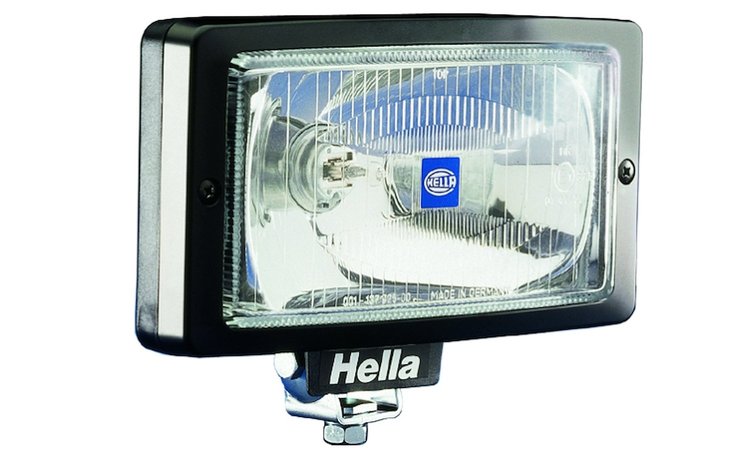 HELLA Jumbo 220 Series Driving Lamp; Rectangle; Clear Lens; Black Housing; Upright And Pendant Housi