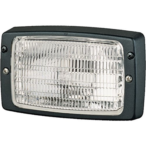Module 6213 Halogen Work Lamp Rectangle Clear Lens Black Housing w/Flush Mount Long Range 12V 55W