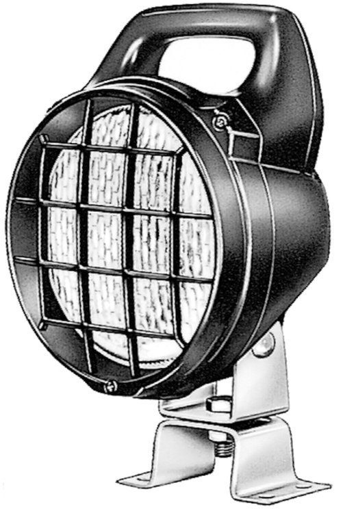 Matador Halogen Work Lamp Round Glass Lens Black Housing Close Range Incl. Pigtail/Switch/Grille 12V 55W