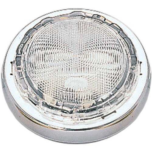 3231 Interior Lamp Round Clear Lens w/Switch 12V Chrome Bezel