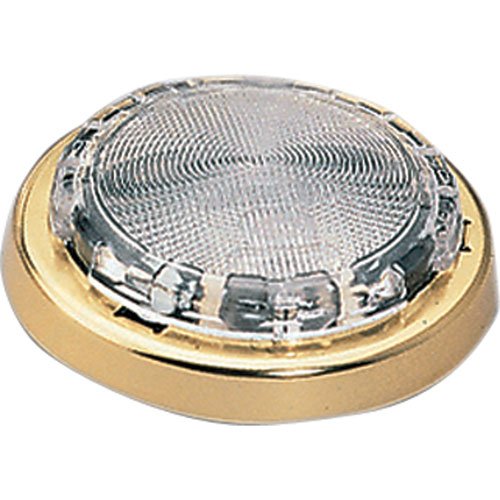 3231 Interior Lamp Round Clear Lens w/Switch 12V Brass Bezel