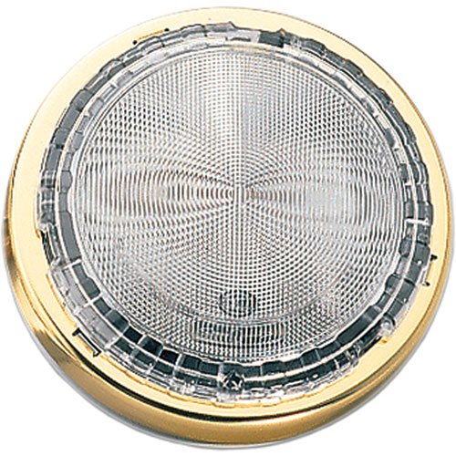 3232 Interior Lamp Round Clear Lens w/Switch 12V Brass Bezel