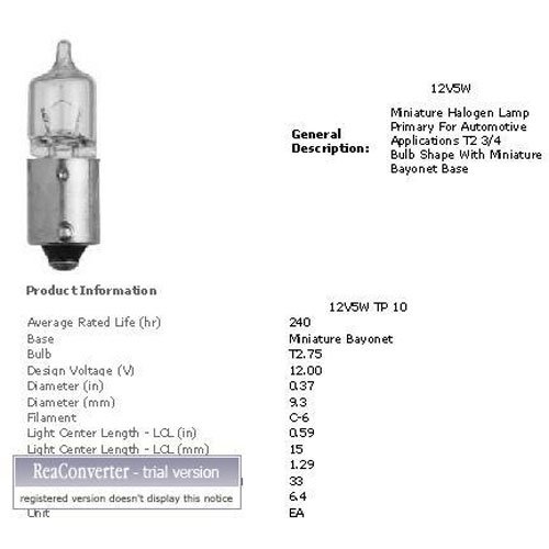 T2.75 Halogen Bulb 12V 5W