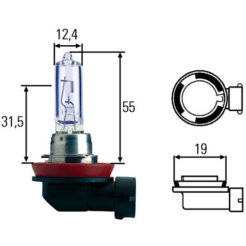 H9 HELLA High Performance Xenon Blue Halogen Bulb 65W Pair