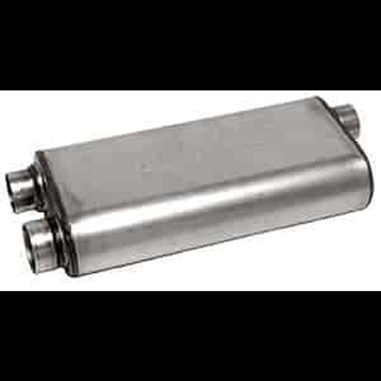 Ultra-Flo Welded Muffler 3" Offset In, 2.5" Dual Out