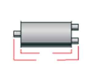 Ultra Flow Muffler In/Out: Single 2-1/2" In Dual 2-1/2" Out