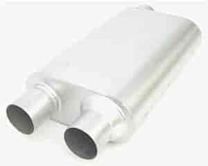 Aluminized 2.50" Offset Inlet/Dual 2.50" Outlets 9.5" x 4.0" x 15.0" body