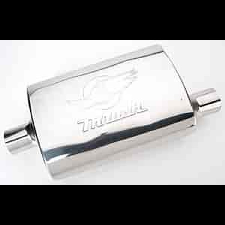 Stainless 2.25" Center Inlet/Offset Outlet 9.625" x 4.750" x 13.5" body