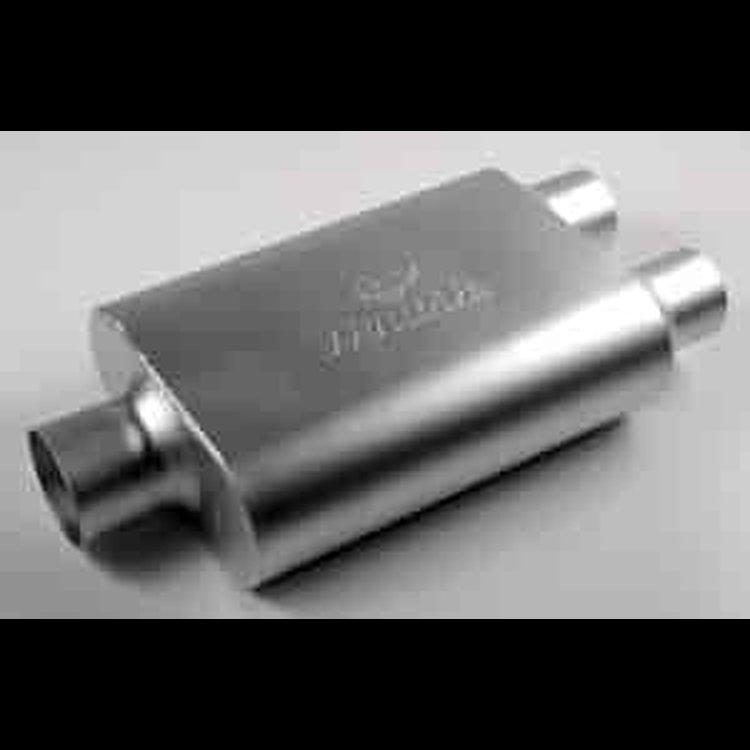 Aluminized 3.00" Center Inlet/Dual 2.50" Outlets 9.5" x 4.0" x 13.0" body