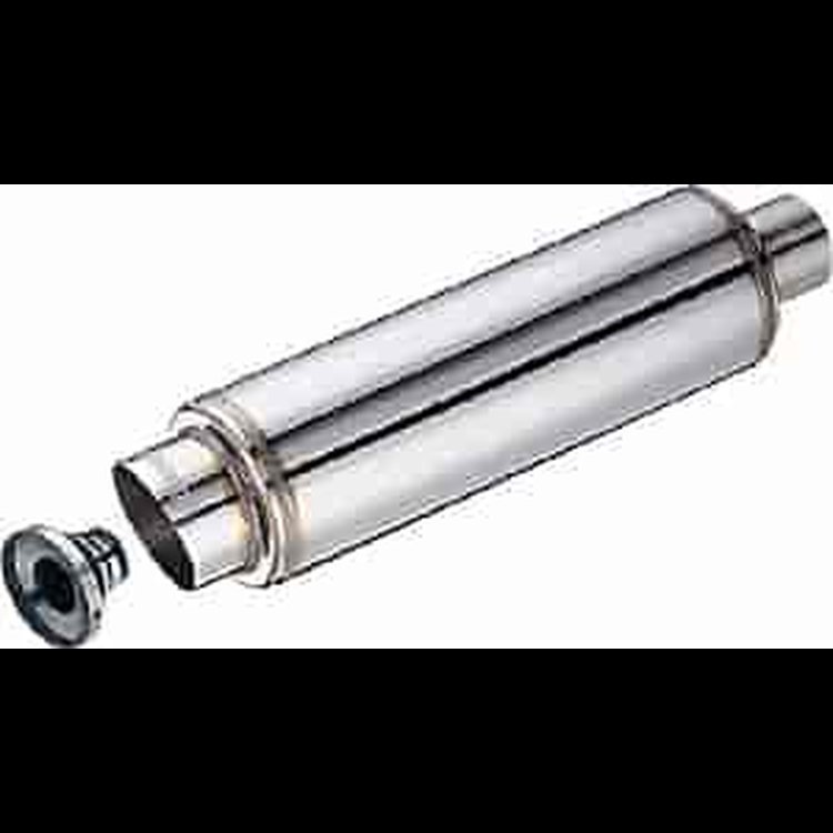 Inlet: 2-1/2" Tip Dia.: 3-1/2" Slant Cut Tip w/Removable Silencer Size: 4-3/4" Dia.