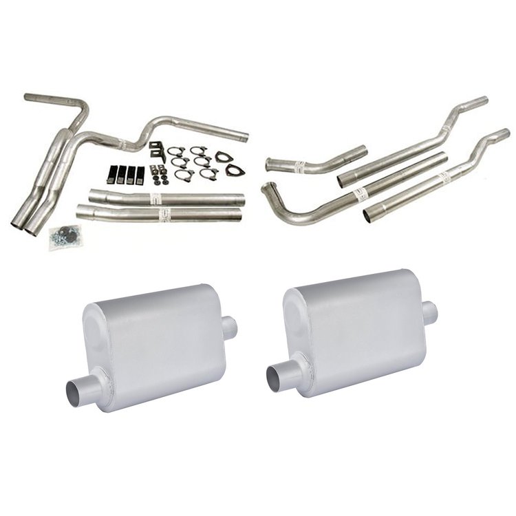 Manifold Dual Kit w/Mufflers 1973-1987 Chevy Truck/Suburban 4WD Small Block 350-400