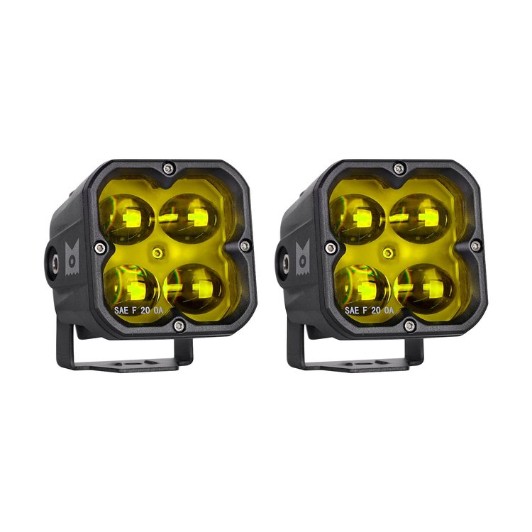 41013 Concept Series Pod, 3 in. Cube, Fog Light, U-Mount, Yellow Lens, Pair