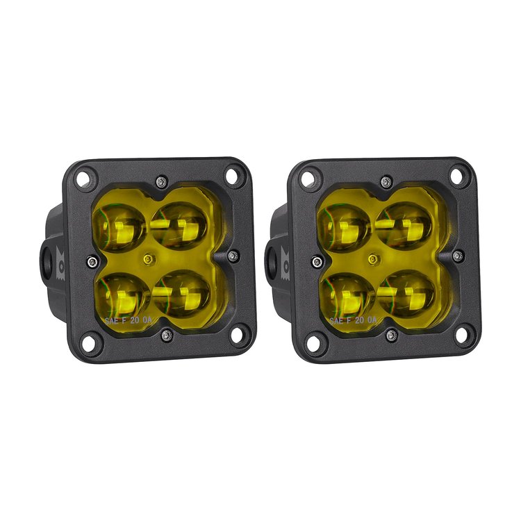 41113 Concept Series Pod, 3 in. Cube, Fog Light, Flush-Mount, Yellow Lens, Pair