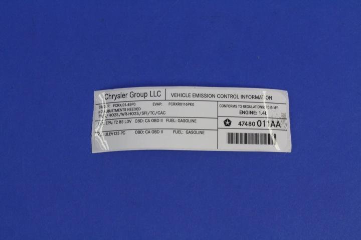 VEHICLE EMISSION LABEL