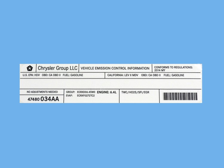 VEHICLE EMISSION LABEL