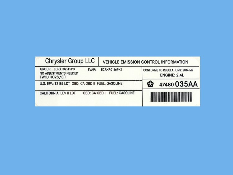 VEHICLE EMISSION LABEL