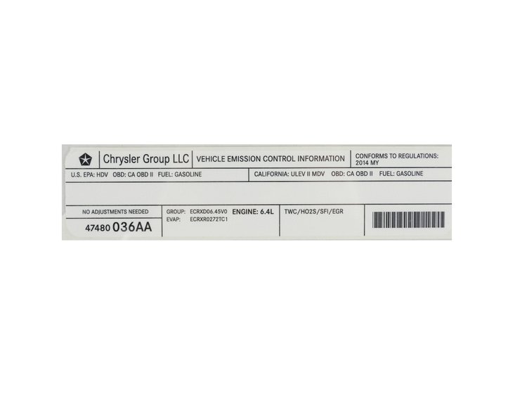 VEHICLE EMISSION LABEL