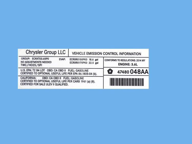 VEHICLE EMISSION LABEL