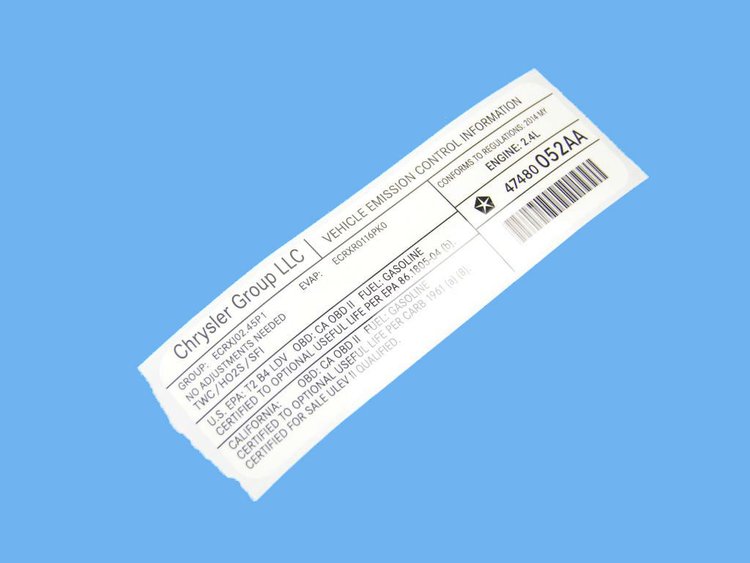 VEHICLE EMISSION LABEL