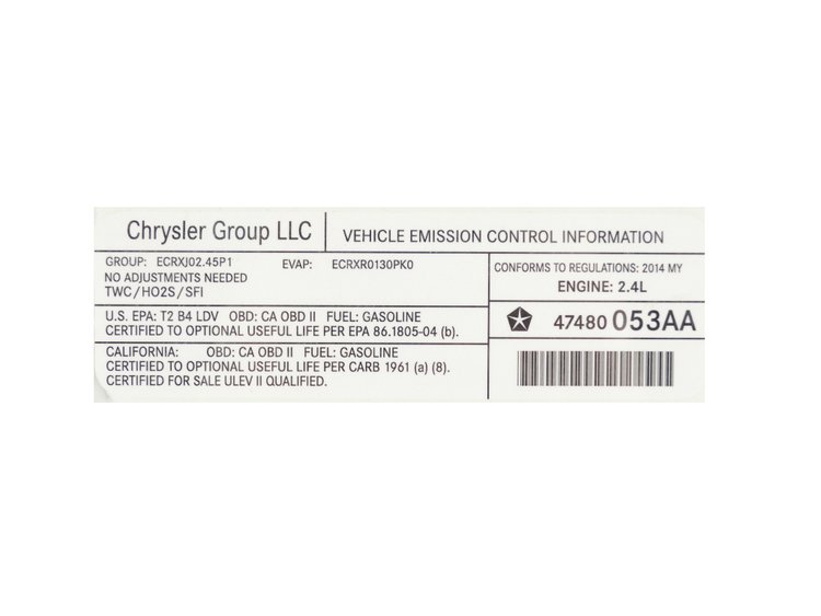 VEHICLE EMISSION LABEL