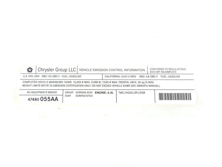 VEHICLE EMISSION LABEL