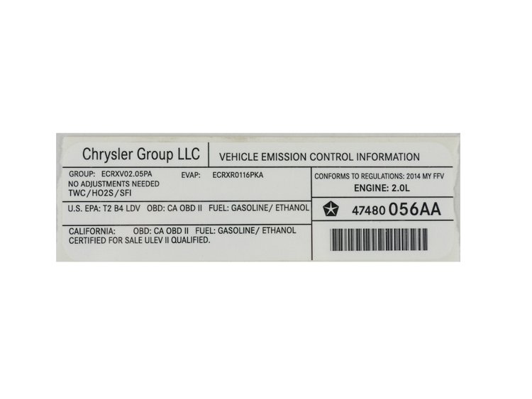 VEHICLE EMISSION LABEL