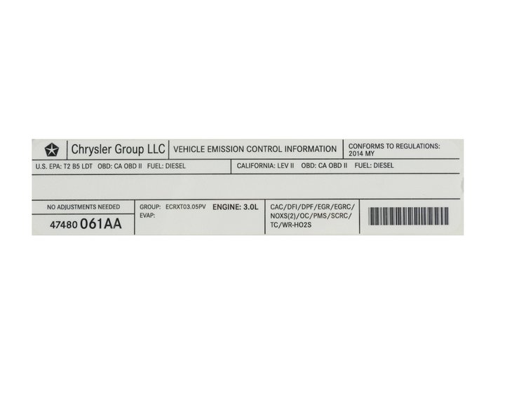 VEHICLE EMISSION LABEL