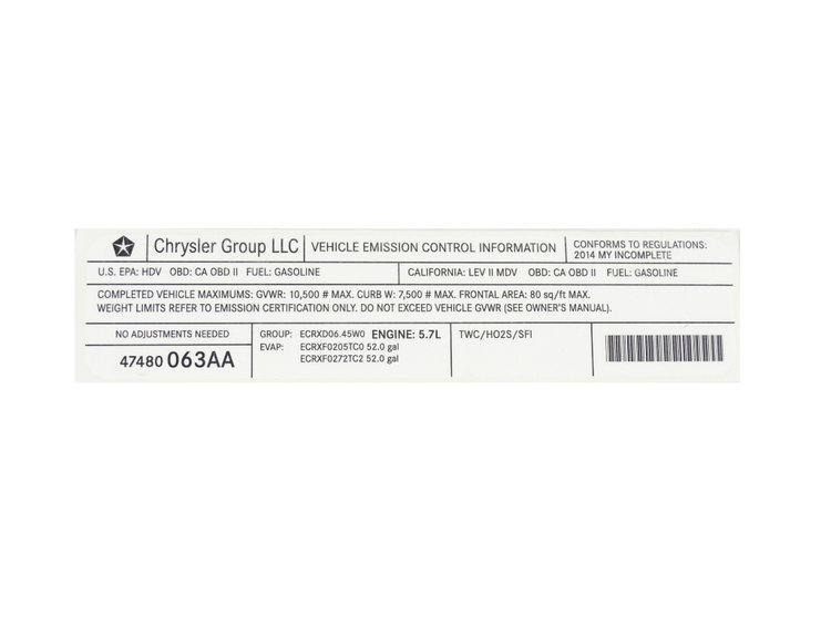 VEHICLE EMISSION LABEL