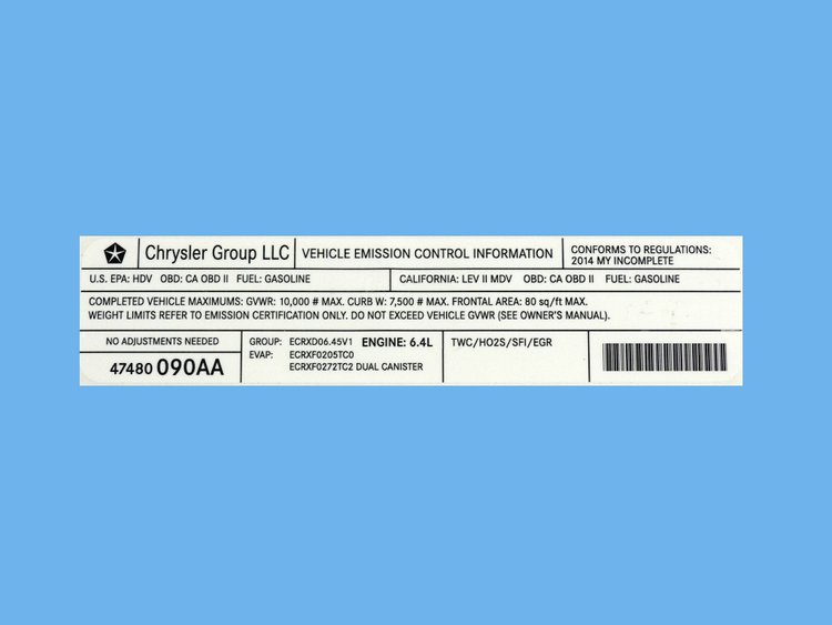 VEHICLE EMISSION LABEL