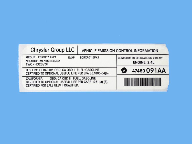 VEHICLE EMISSION LABEL