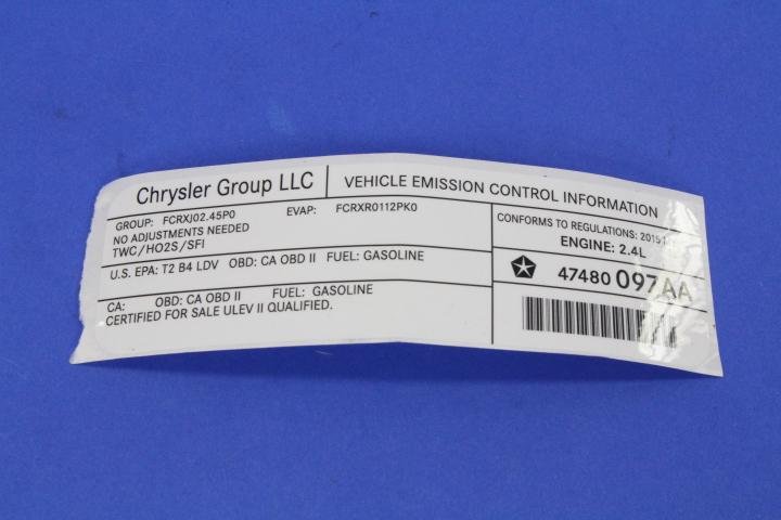 VEHICLE EMISSION LABEL