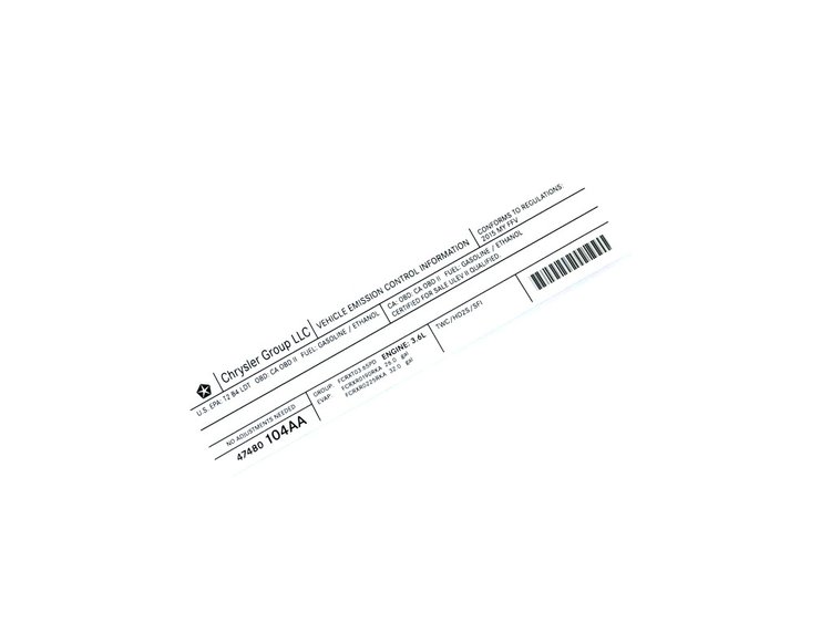 VEHICLE EMISSION LABEL