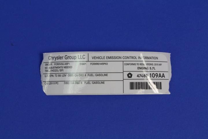 VEHICLE EMISSION LABEL