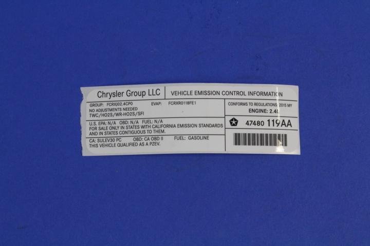 VEHICLE EMISSION LABEL