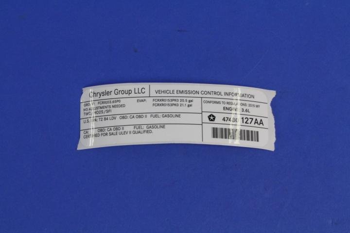 VEHICLE EMISSION LABEL