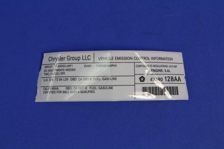 VEHICLE EMISSION LABEL