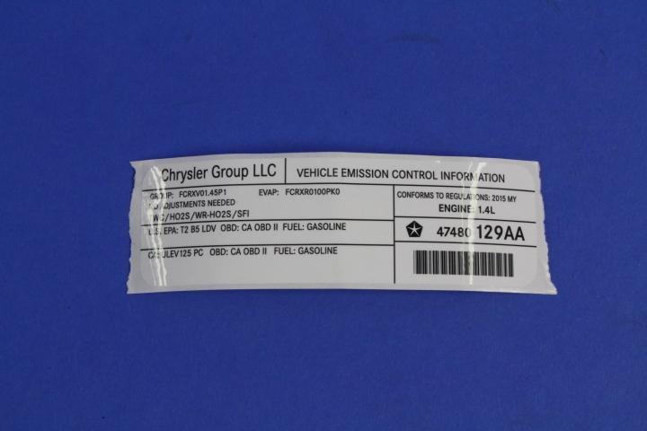 VEHICLE EMISSION LABEL