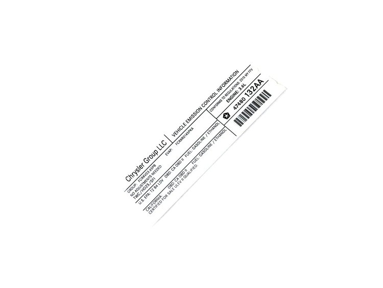 VEHICLE EMISSION LABEL