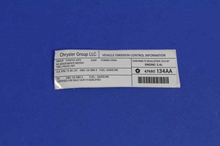 VEHICLE EMISSION LABEL