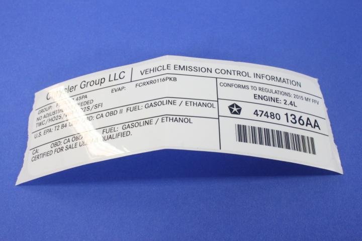 VEHICLE EMISSION LABEL