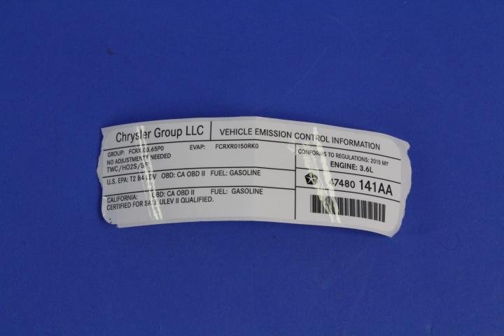 VEHICLE EMISSION LABEL