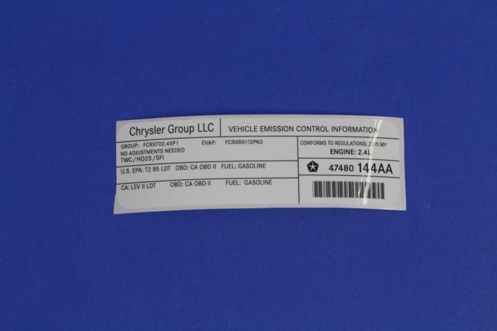 VEHICLE EMISSION LABEL