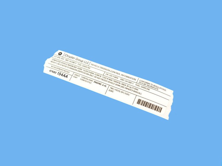 VEHICLE EMISSION LABEL