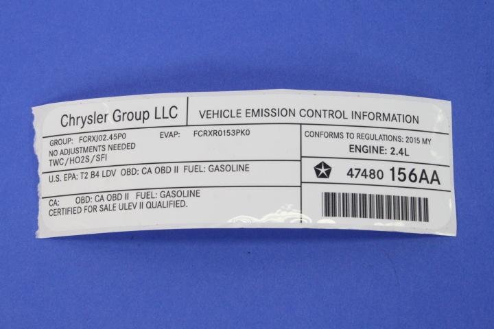 VEHICLE EMISSION LABEL