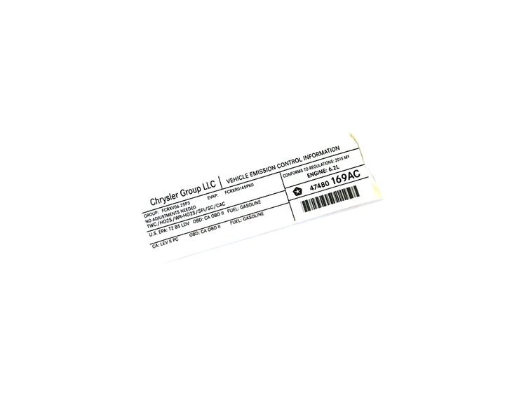 VEHICLE EMISSION LABEL